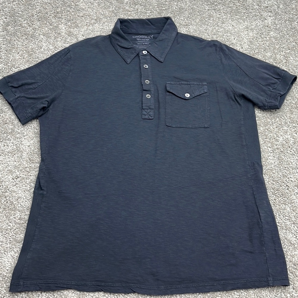 Crossley Black Light Cotton Knit Polo Shirt Men’s M ~ Made in Italy